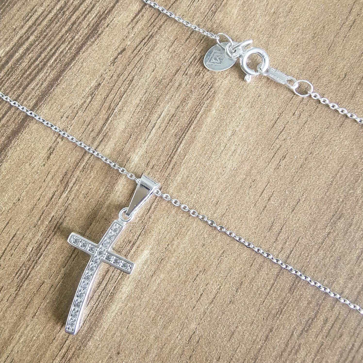 Collar De Plata .925 Dije Cruz Con Circonias Agálea Mujer - Image 2