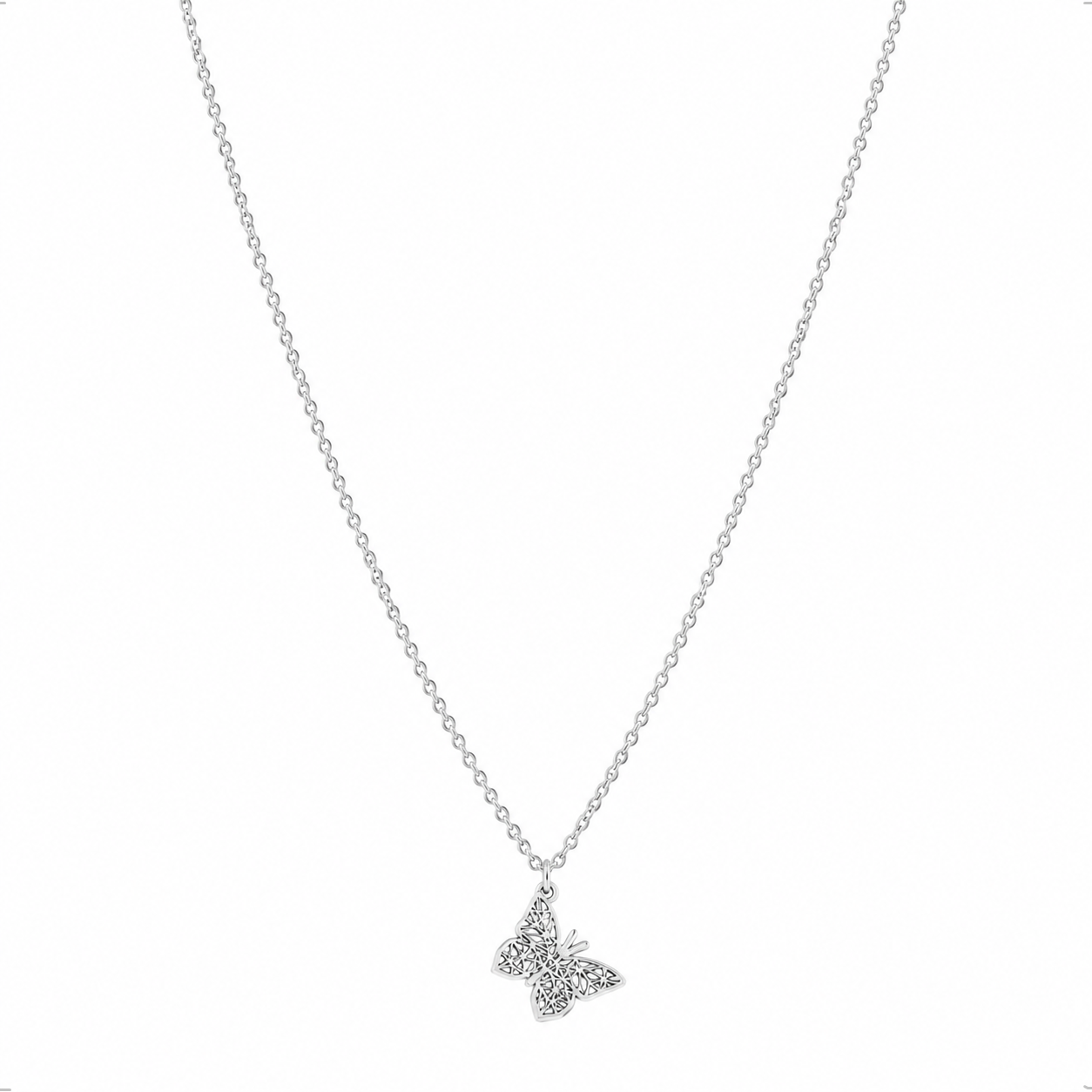 Collar De Plata .925 Con Dije Mariposa Origami Agálea Mujer