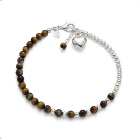 Pulsera De Plata .925 Agálea Piedra Natural Dije Corazón